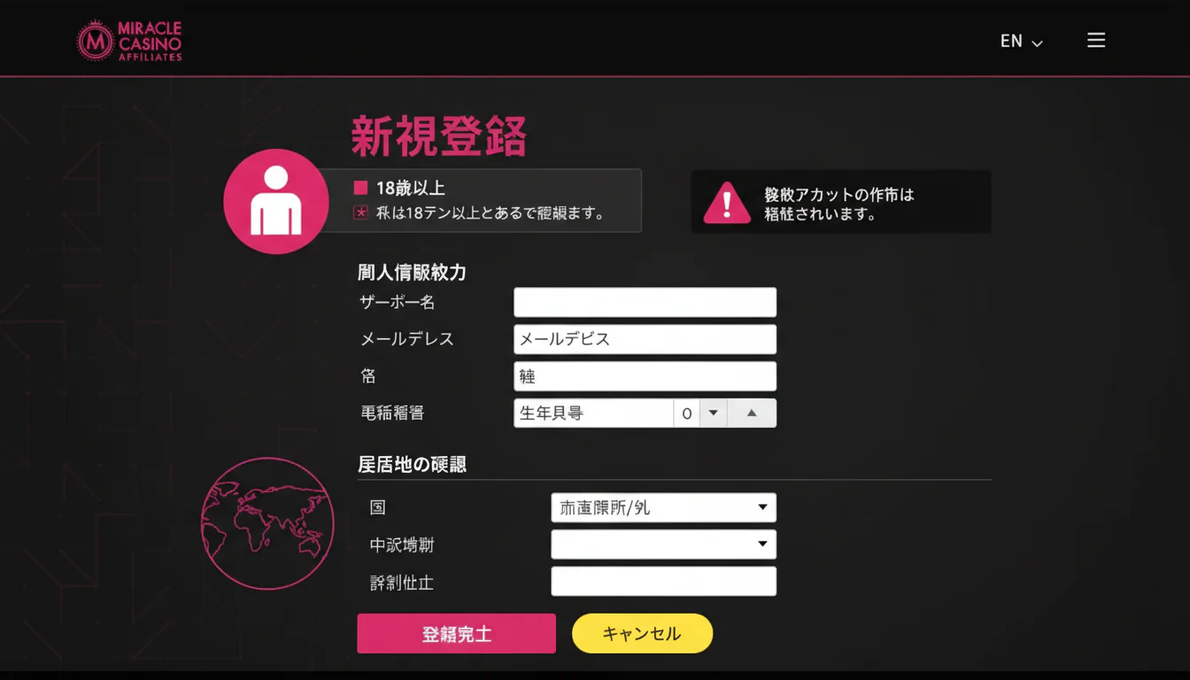 18歳以上の登録条件と本人情報入力風景